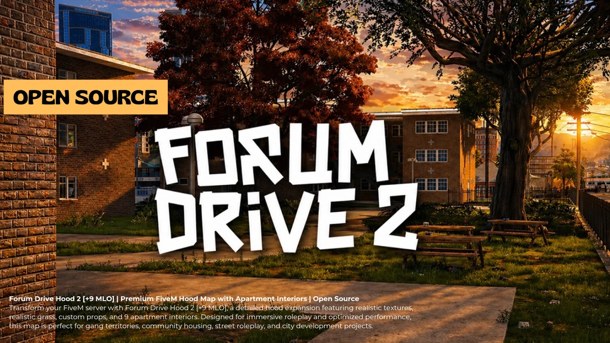 Forum Drive Hood 2 [+9 MLO] | Premium FiveM Hood Map with Apartment Interiors | Open Source